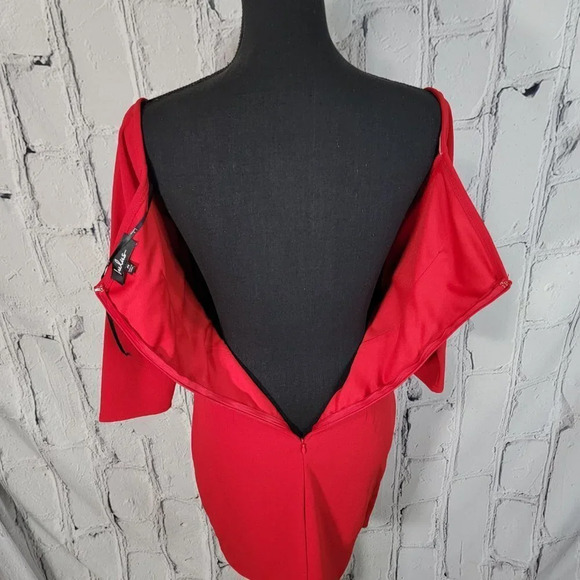 LULUS Dress Womens Medium Baby Be Mine Red Off Shoulder Bodycon Mini Cocktail - Picture 8 of 14